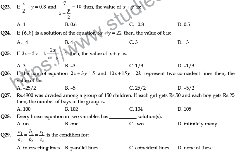 CBSE Class 10 Mathematics Pairs of Linear Equations in Two Variables